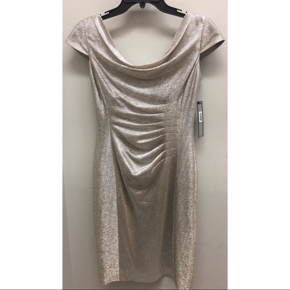 NWT Tahari Silver Gold Evening Gown Size 2 - Picture 3 of 8